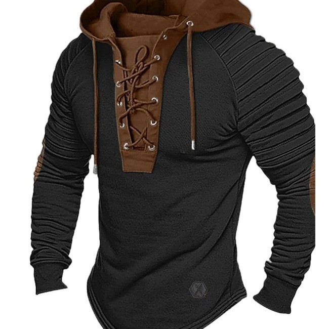Vintage Lace-up Drawstring Hoodie