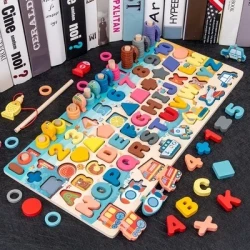 7in1 Wooden Puzzle Wooden Wooden Wooden Wooden Wooden Toys and Fishing Numbers Montessori Wooden Toys