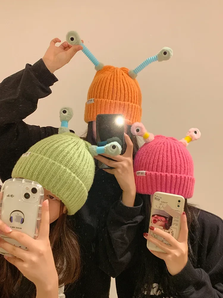 Winter Parent-Child Cute Glowing Little Monster Knit Hat