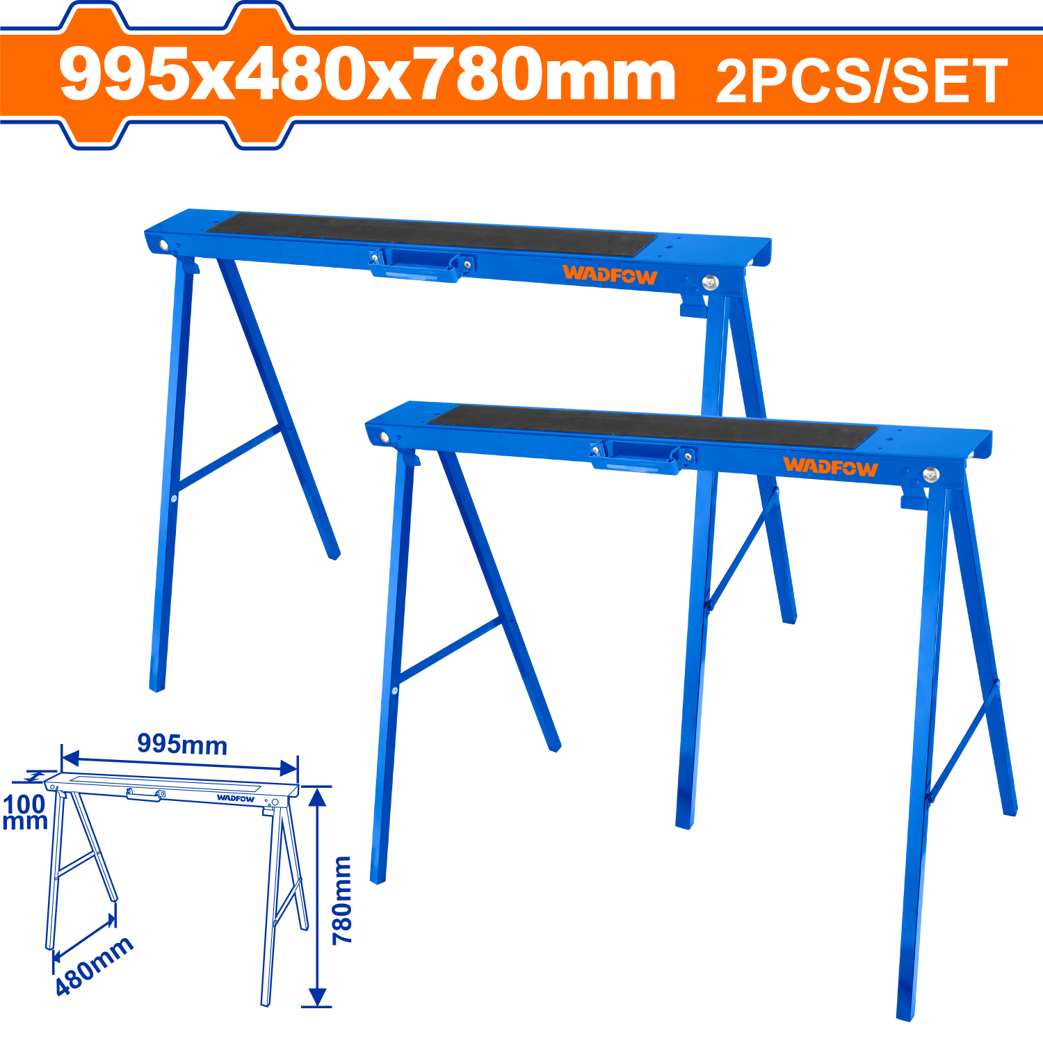 Trestle Adjustable Steel Folding Sawhorse Pair