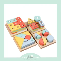 Montessori Wooden Toy 4 in 1 / Toys Educational Wooden Scrapenak Shape &amp Color