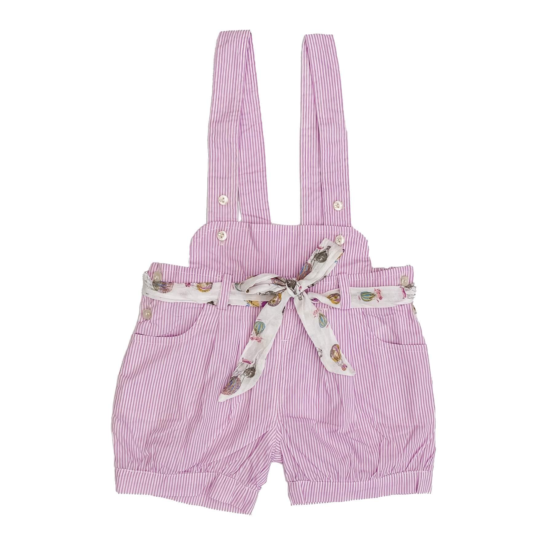 Suspender Purple Striped Shorts