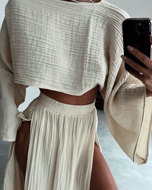 Leisure Vacation Linen Blended Short Cotton And Linen Casual Two-piece Suit