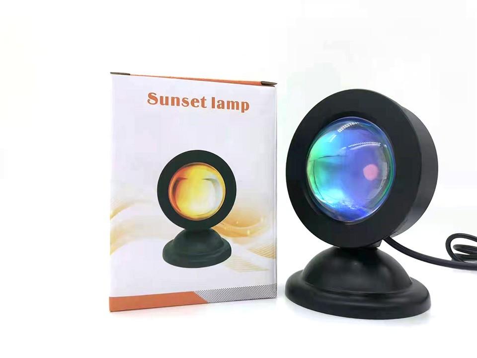 Mini USB Sunset Lamp LED Projector Night Light - 16 Colors Switch Rainbow Atmosphere Home Bedroom Background Wall Decoration Gift