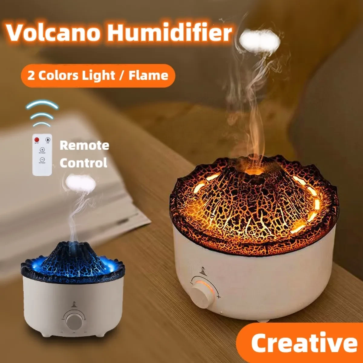 Simulated Flame Volcano Humidifier
