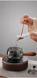 Semi-automatic Rotary Heat-resistant Glass Teapot