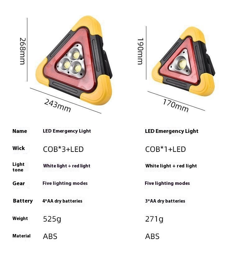 2-IN-1 Solar Emergency Triangular Roadside Warning Light