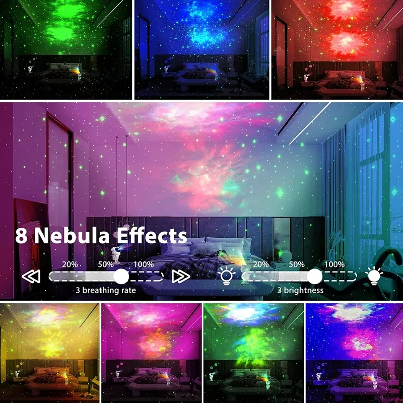 Galaxy Star Projector Starry Sky Night Light Astronaut Lamp Room Decr Gift Child Kids Baby Christmas Spaceman Projection