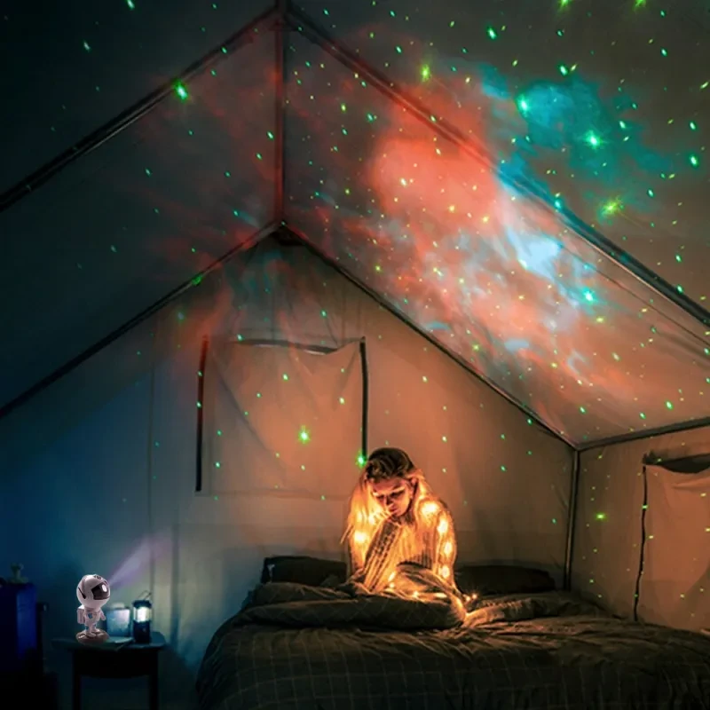 Galaxy Star Projector Starry Sky Night Light Astronaut Lamp Room Decr Gift Child Kids Baby Christmas Spaceman Projection