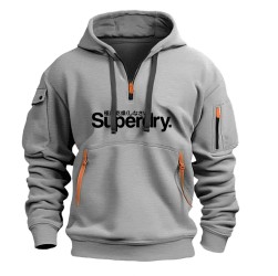 Multi-Pocket Zipper Loose Casual European Size Pullover Hoodie