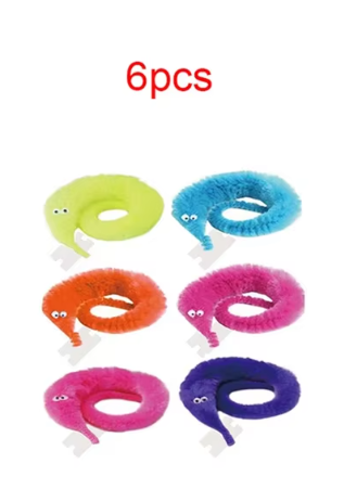 12 Colors Fuzzy Worm Magic Props for Children Kids Beginners Wiggly Twisty Worm with Invisible String Party Favors Trick Toys