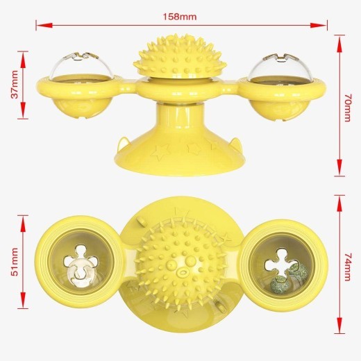 Animal Doll Stuffed Cat Pet Catnip Grass Toy Interactive Windmill Cat Toys With Catnip Cat Toys For Indoor Cats Funny Kitten Toys With LED Light Ball Suction Cup Cat Nip Toy For Cat Chew Exerc