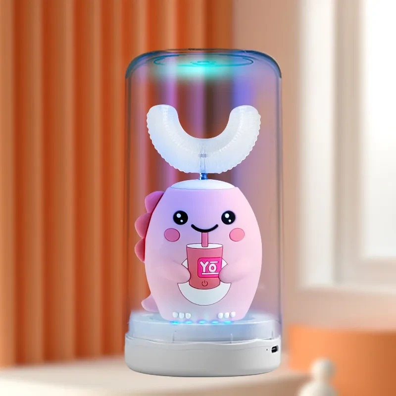 Kids U Shaped Electric Toothbrush with 4 Brush Heads, Sonic Toothbrush Kids with 5 Modes