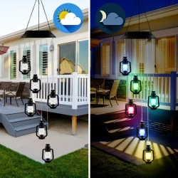 Outdoor Solar Wind Chime Lamp Hummingbird Butterfly Bal