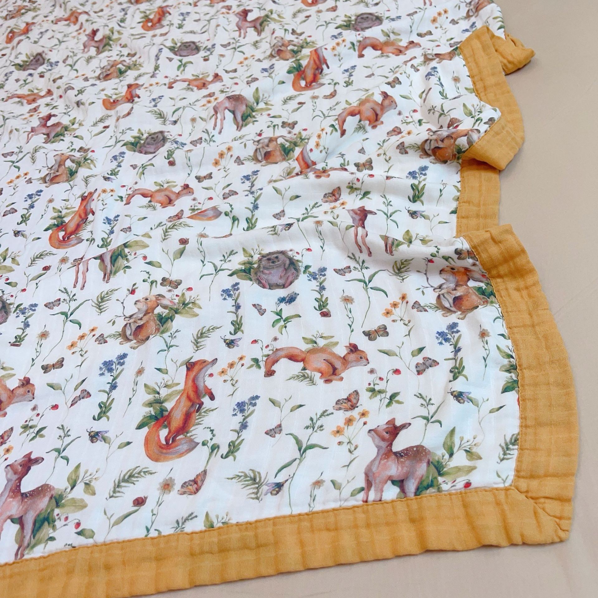 Summer Air Conditioning Blanket Bamboo Cotton Four-layer Yarn Single Child Cool Feeling Quilt Thin Blanket