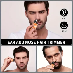 USB Rechargeable Electric Nose & Ear Hair Trimmer - Quiet, Portable with Stainless Steel Head for Men & Women - Perfect Holiday Gift