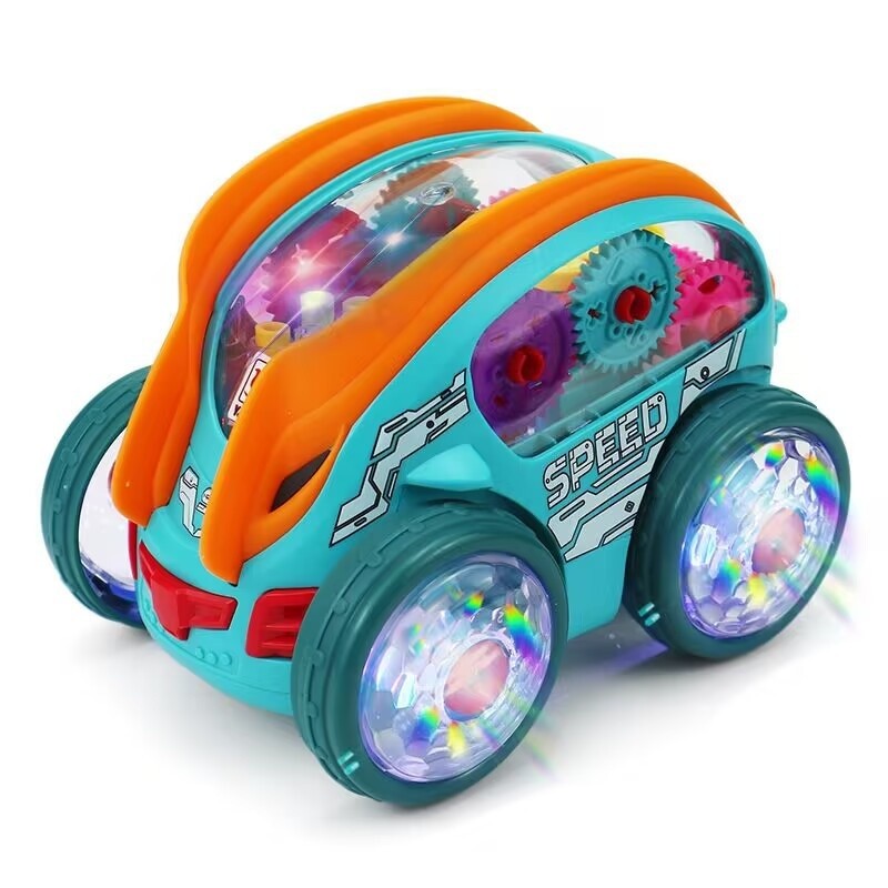 Dynamic Gear-Powered Car with LED Lights