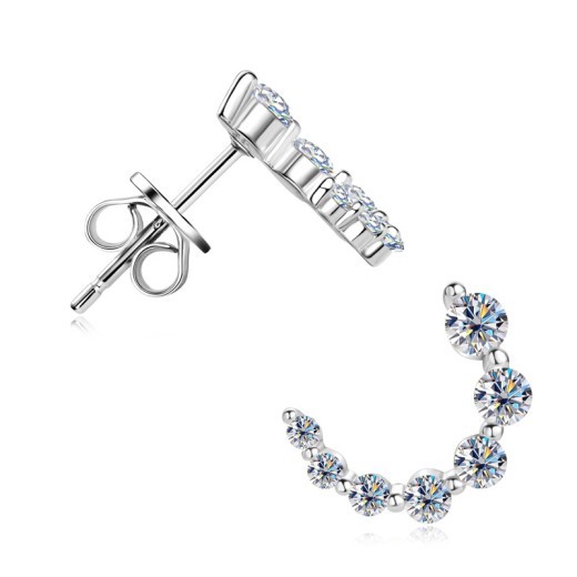 Fashion European And American Style C- Shaped Gradient Diamond Stud Earrings