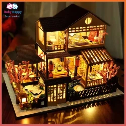 DIY 3D Book Corner Kit Gift Retro Model Building Kit Puzzle Japanese Small House
