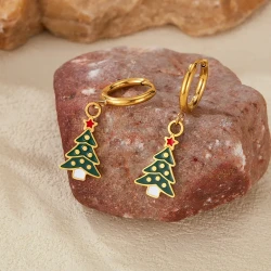 Shop the Christmas Element Earrings Female Fashion Stainless Steel – perfect for the holiday season. Featuring snowflakes, reindeer, and Christmas trees, these stylish earrings add a festive touch to your look. Ideal for Christmas parties and gift-giving!