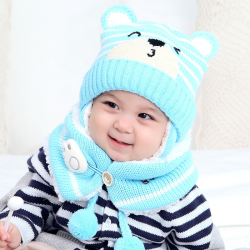Baby Cute Bear Ear Protection And Neck Set
