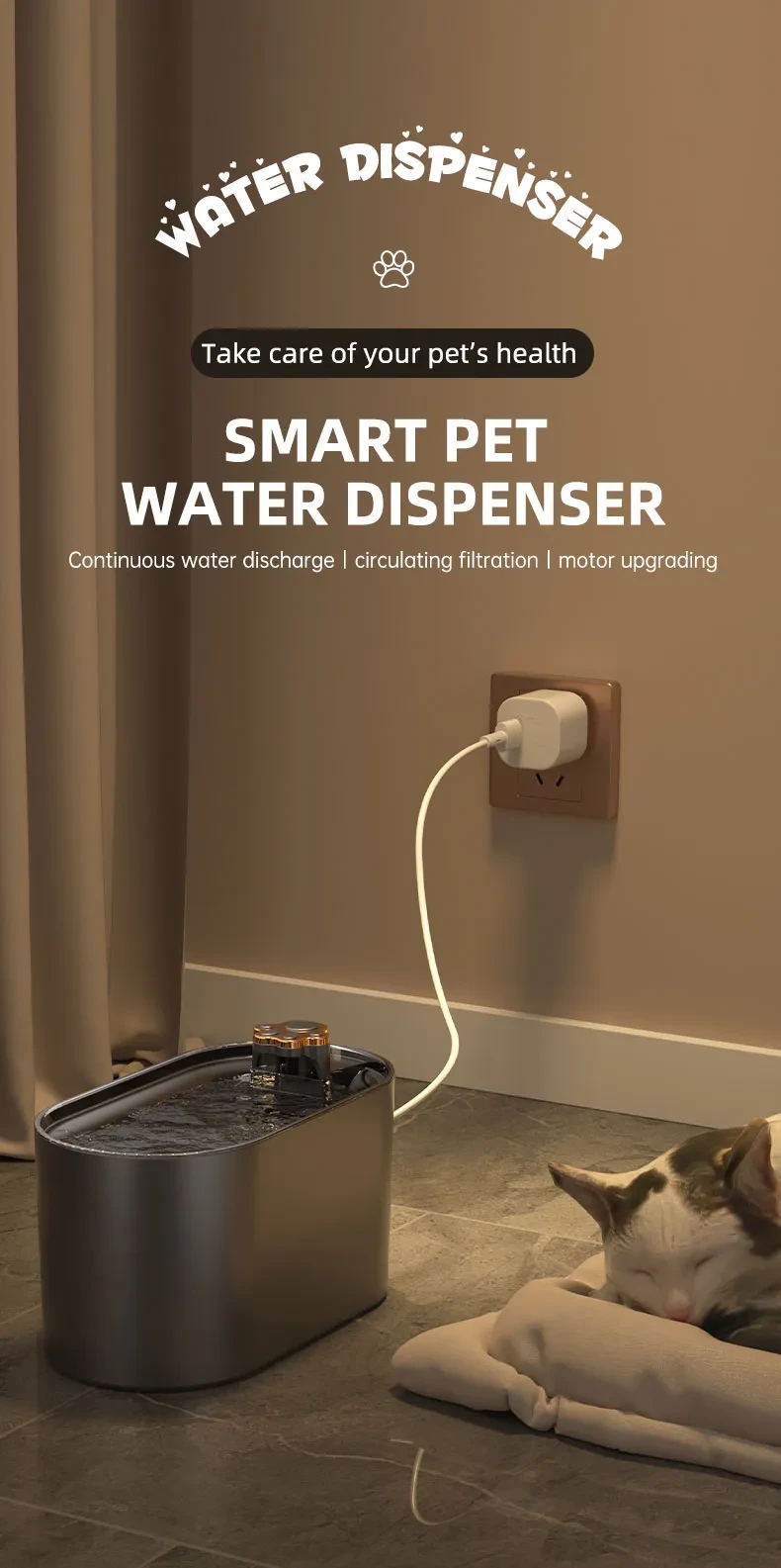 3L Cat Water Fountain Filter Automatic Drinker