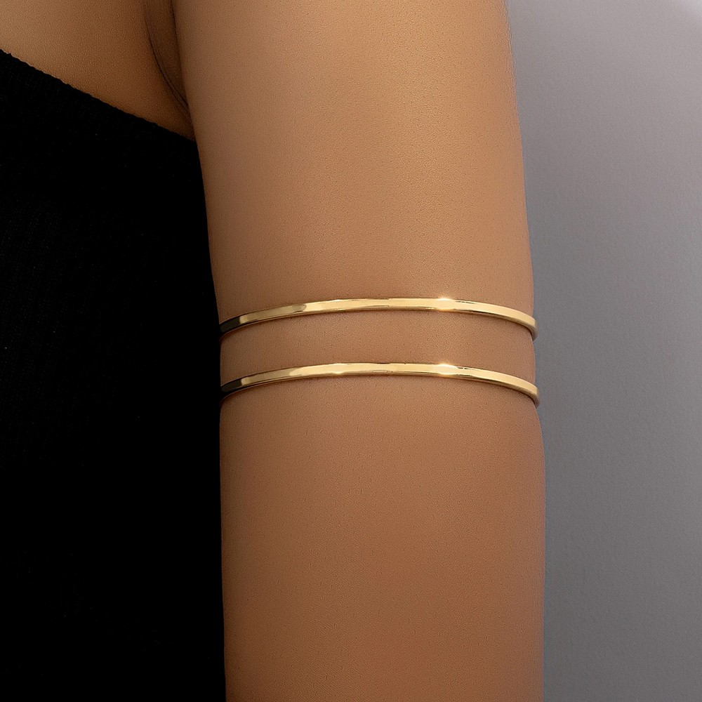 Adjustable Vintage Layered Gold Color Metal Arm Cuff Bracelet