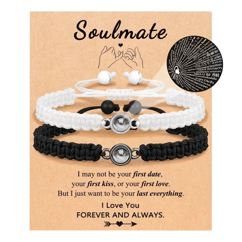 Projection Stone Bracelet Suit Hand-woven Couple Bracelet Adjustable Bracelet