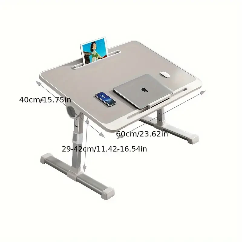 1PC Adjustable Laptop Bed Table 60x40cm With Heights 29-42cm And Angles Foldable Design