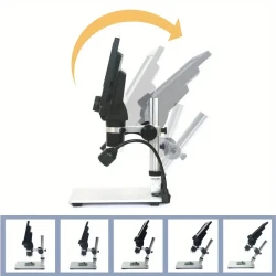 Lixada G1200 Digital Microscope, 17.78cm LCD Display, 12MP, 1-1200X Zoom, Aluminum Stand, Dual LED Lights, Universal Occasion, Ideal for New Year, Halloween, Christmas - Educational Hobby Tool