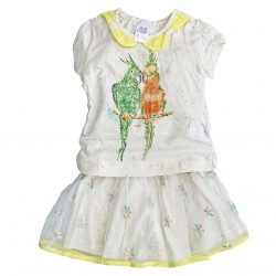 Two Piece T-Shirt & Skirt With Parrot Print