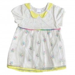 Dress Embroidered Flower Short Sleeve | 6m - 3y