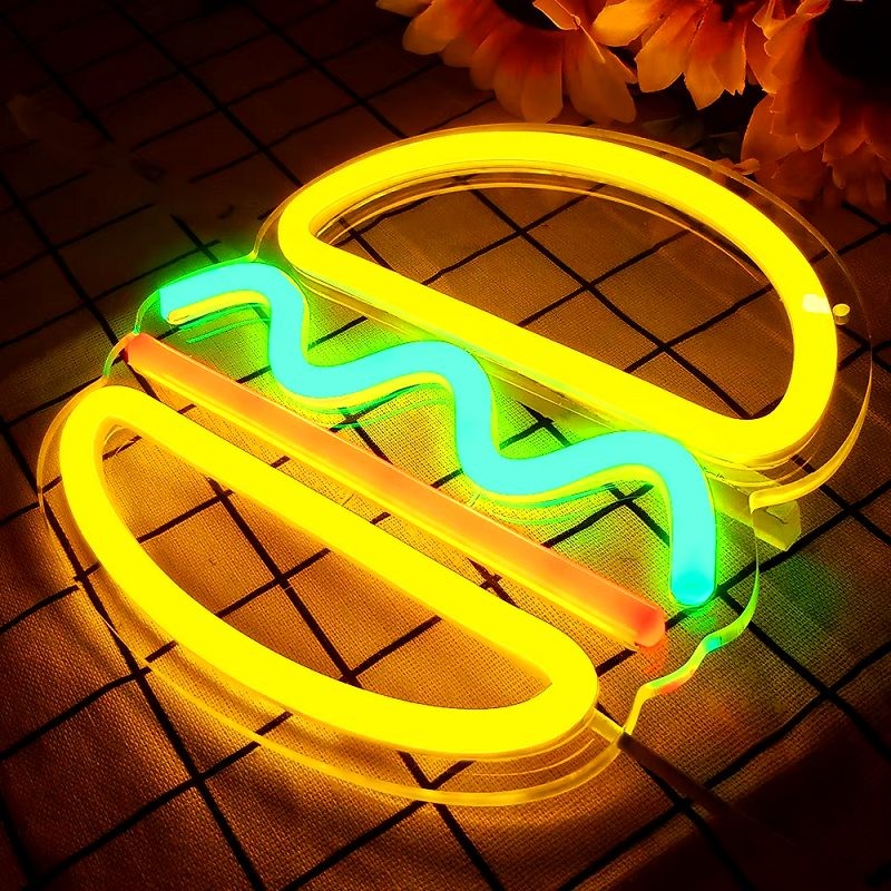 Neon Sign LED Tube Handmade Visual Bar Pub Club Wall Decor Ligh Burger