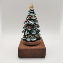 Classic Wooden Christmas Tree Music Box