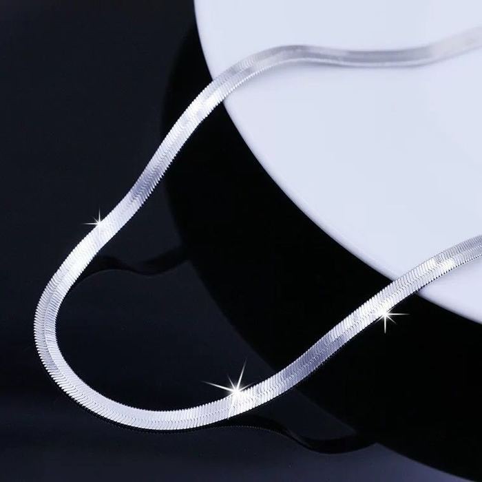 925 Sterling Silver 18K Gold 4MM Flat Chain Necklace