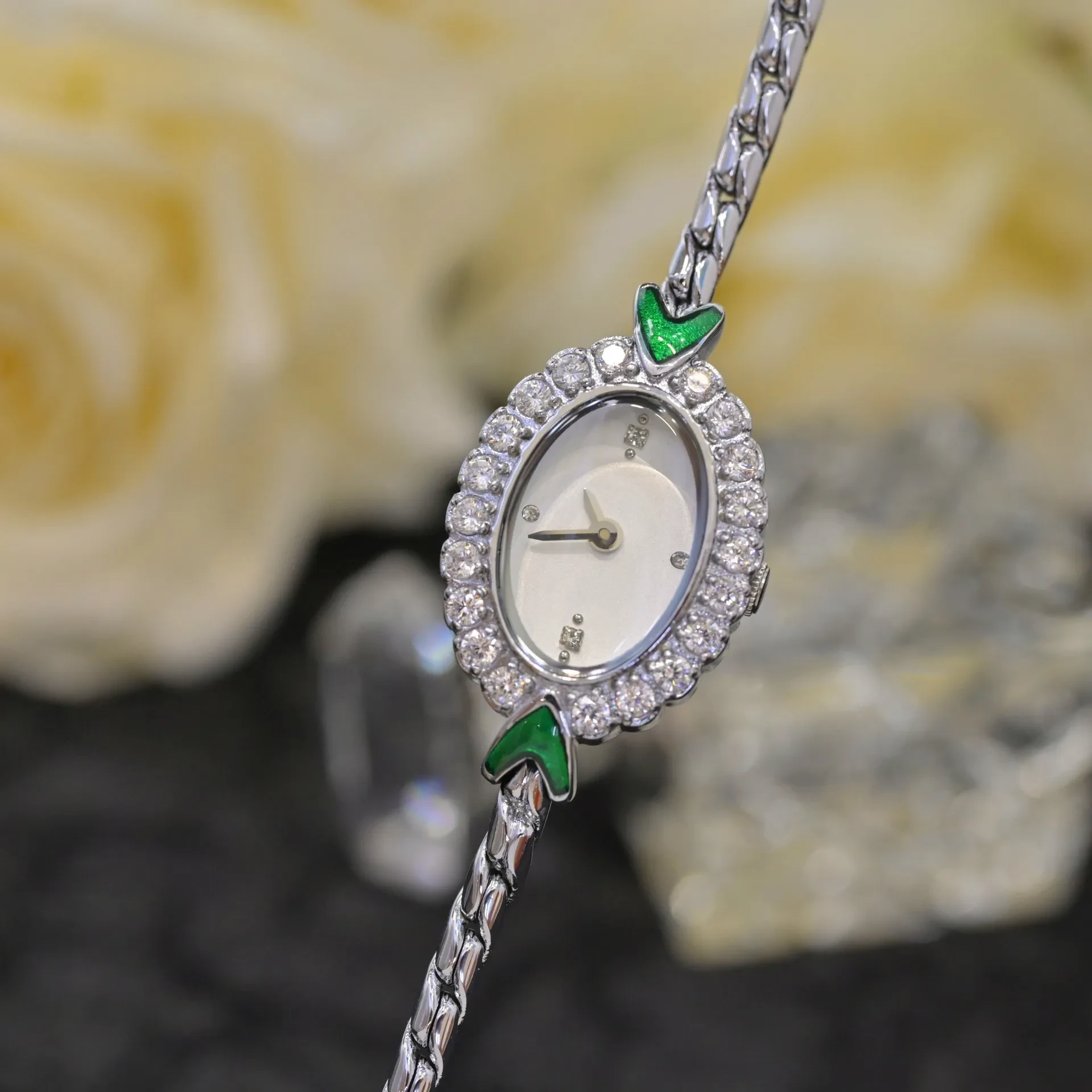 European Small Gold Women’s Watch – Handmade Rhinestone Inlaid Antique Style