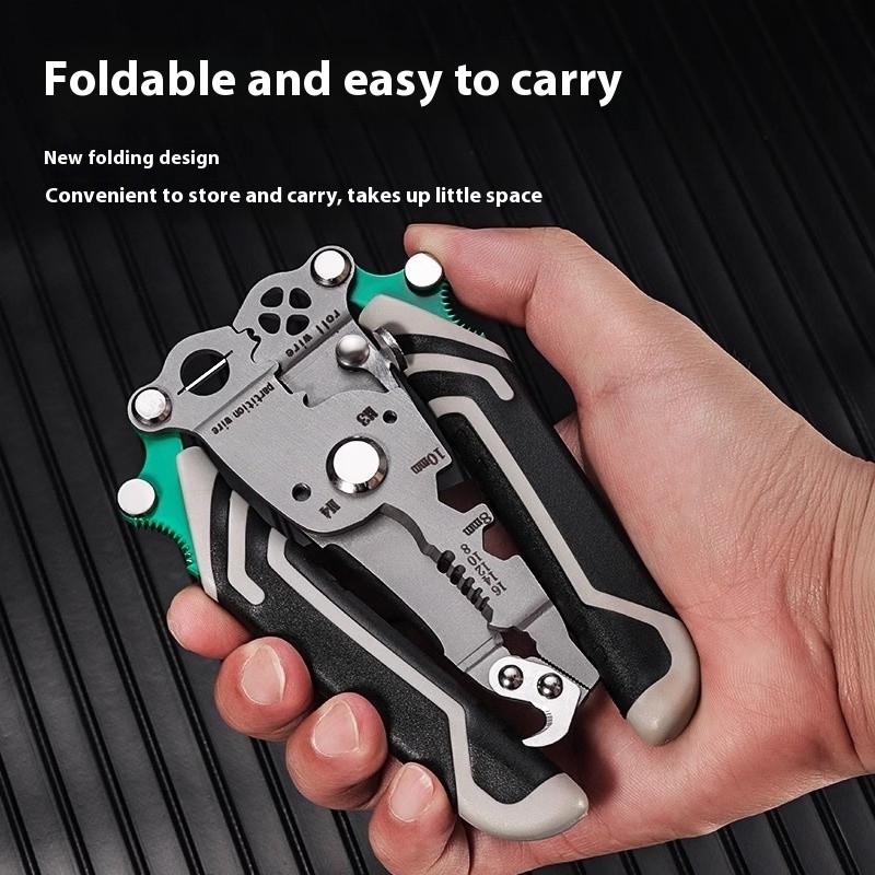 Multifunctional Foldable Wire Strippers: Special Wire Strippers for Electricians, Can Strip Wires, Cut Wires, Twist Water Pipes, Crimp Terminals, Etc., One Pair Is More Than One Pair. Folding Design, Easy to Store. Can Be Used for Electricians, Families,