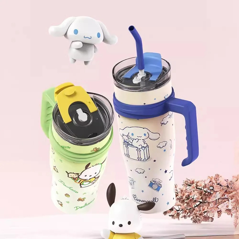 MINISO 1200ml Sanrio Thermos Bottle – Cold Ice Cute Hello Kitty Kuromi Cinnamoroll Melody Stainless Steel Water Bottle with Straw 2024