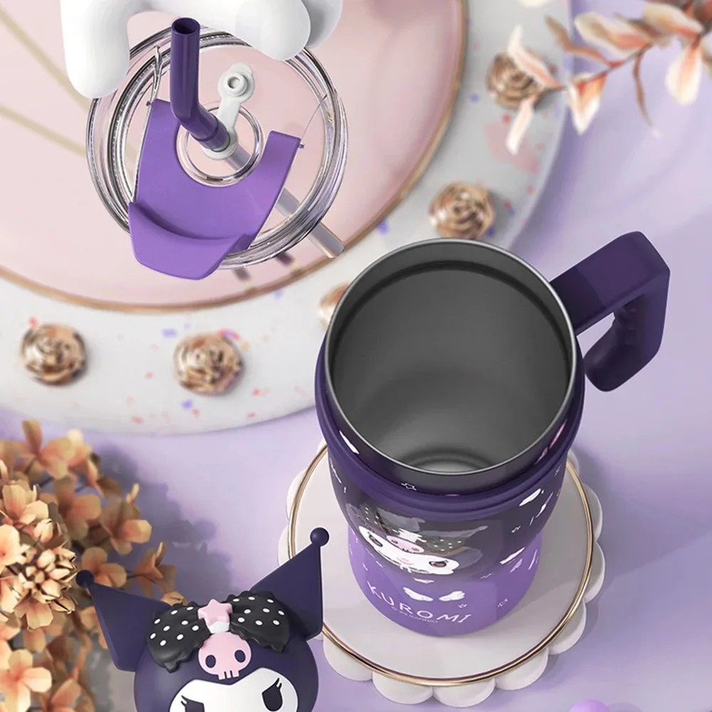 MINISO 1200ml Sanrio Thermos Bottle – Cold Ice Cute Hello Kitty Kuromi Cinnamoroll Melody Stainless Steel Water Bottle with Straw 2024