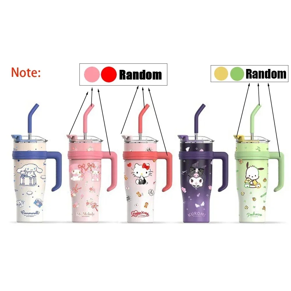 MINISO 1200ml Sanrio Thermos Bottle – Cold Ice Cute Hello Kitty Kuromi Cinnamoroll Melody Stainless Steel Water Bottle with Straw 2024