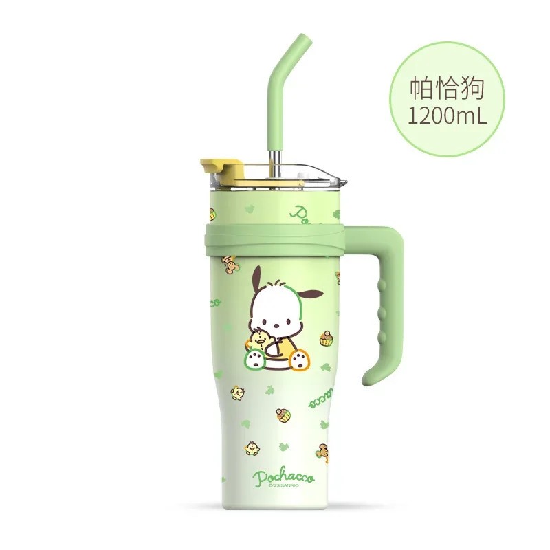 MINISO 1200ml Sanrio Thermos Bottle – Cold Ice Cute Hello Kitty Kuromi Cinnamoroll Melody Stainless Steel Water Bottle with Straw 2024