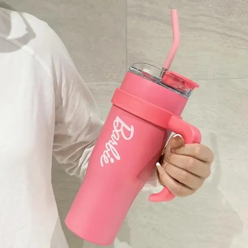 MINISO Barbie Co-Branded 1600ML Large-Capacity Stainless Steel Water Cup – Thermal Insulation, Pink, Girls’ Water Bottle