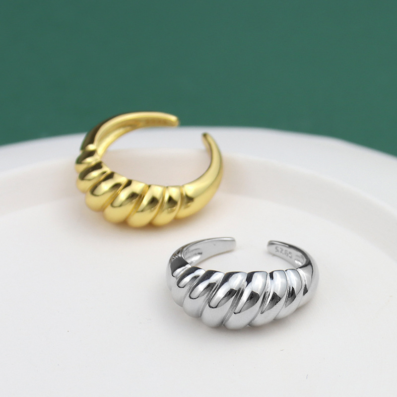 Twill French Croissant Ring Simple Open Ring Index Finger Ring