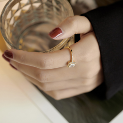 Small Square Ring Square Ring Opening Adjustable Index Finger Ring