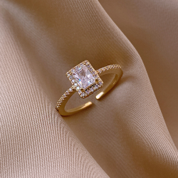 Small Square Ring Square Ring Opening Adjustable Index Finger Ring