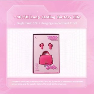 Genuine MINISO Barbie Series TWS Bluetooth Headphones – Pink