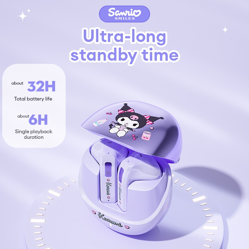 Miniso Sanrio BL02 Wireless Bluetooth 5.4 Earphones – Touch Control HD Call Earbuds with LED, Long Endurance Music Headphones, Cute Design