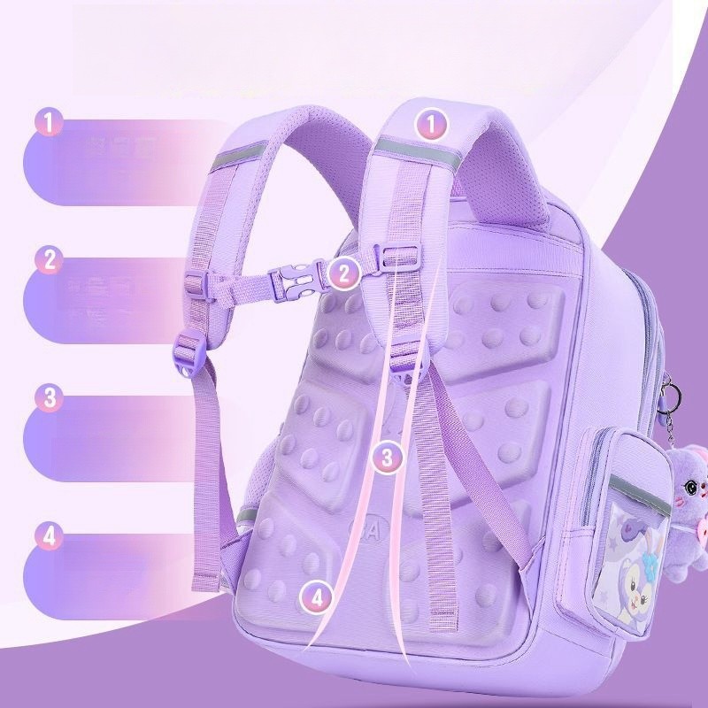 MINISO Disney LinaBell Student Bag – Kawaii StellaLou Waterproof Schoolbag with Cartoon Design, Large Capacity and Safety Reflectors Backpack