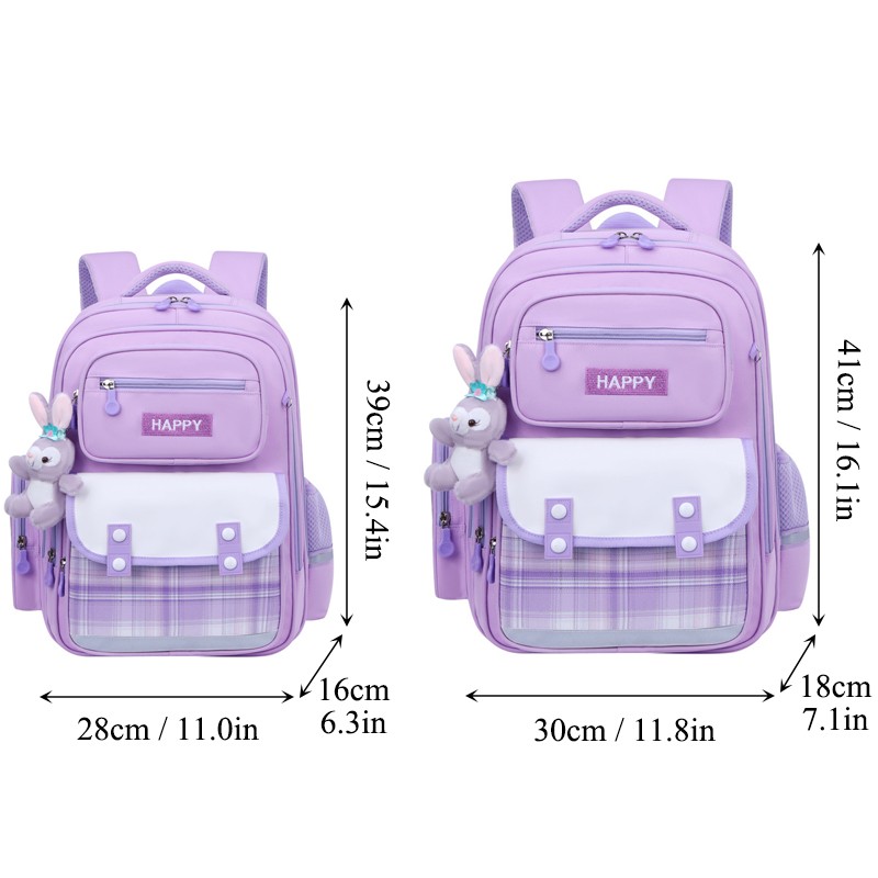 MINISO Disney LinaBell Student Bag – Kawaii StellaLou Waterproof Schoolbag with Cartoon Design, Large Capacity and Safety Reflectors Backpack
