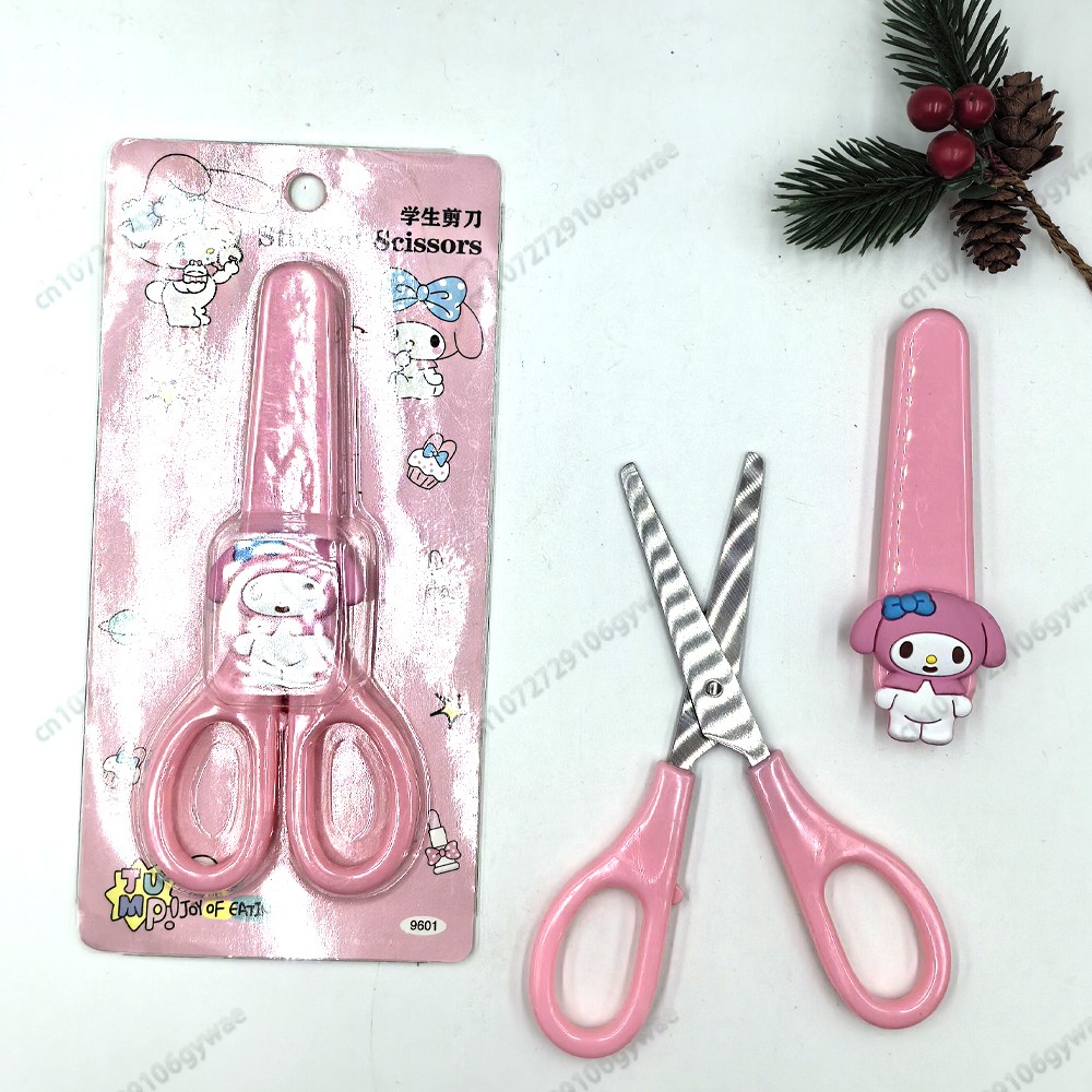 MINISO Cartoon Sanrio Kuromi Scissors – Cinnamoroll Melody Cute Kid Safety Shears for Stationery and Student Supplies